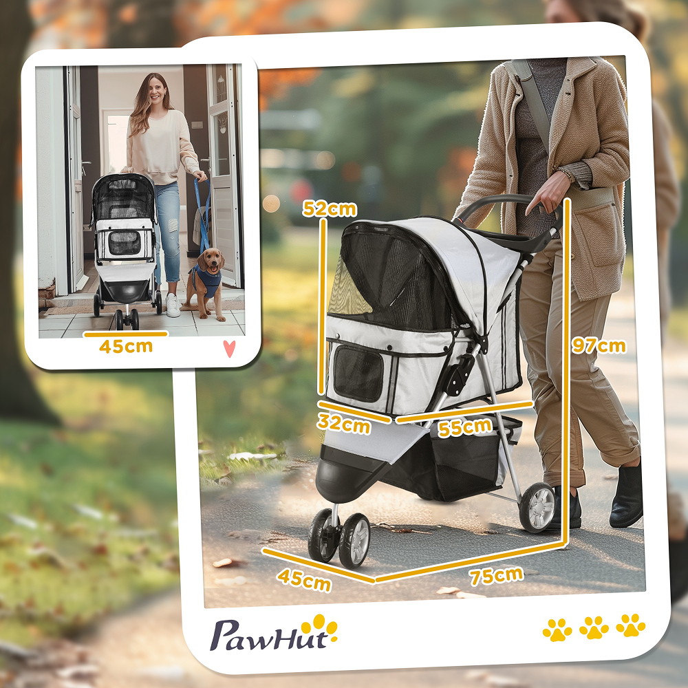 Poussette pour Chien PawHut 75 cm Grise Poussette pour Chien PawHut 75 cm Grise